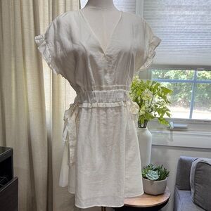 Zara Women’s White Ruffled Sleeve Mini Dress Size S